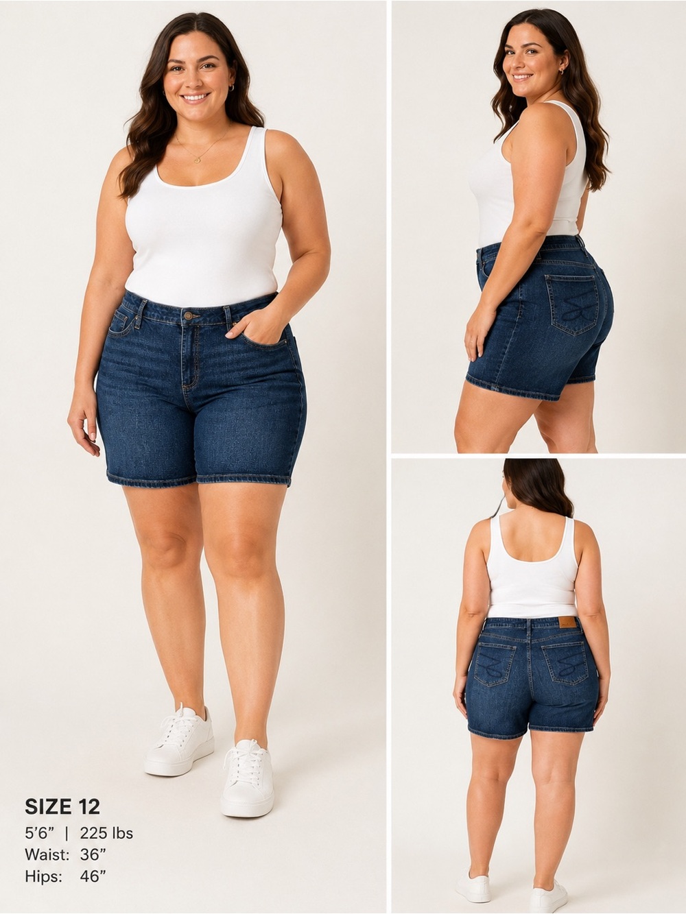 Seven7 Relaxed Bermuda Denim Shorts Size 12 Dark Wash Stretch Mid Rise
